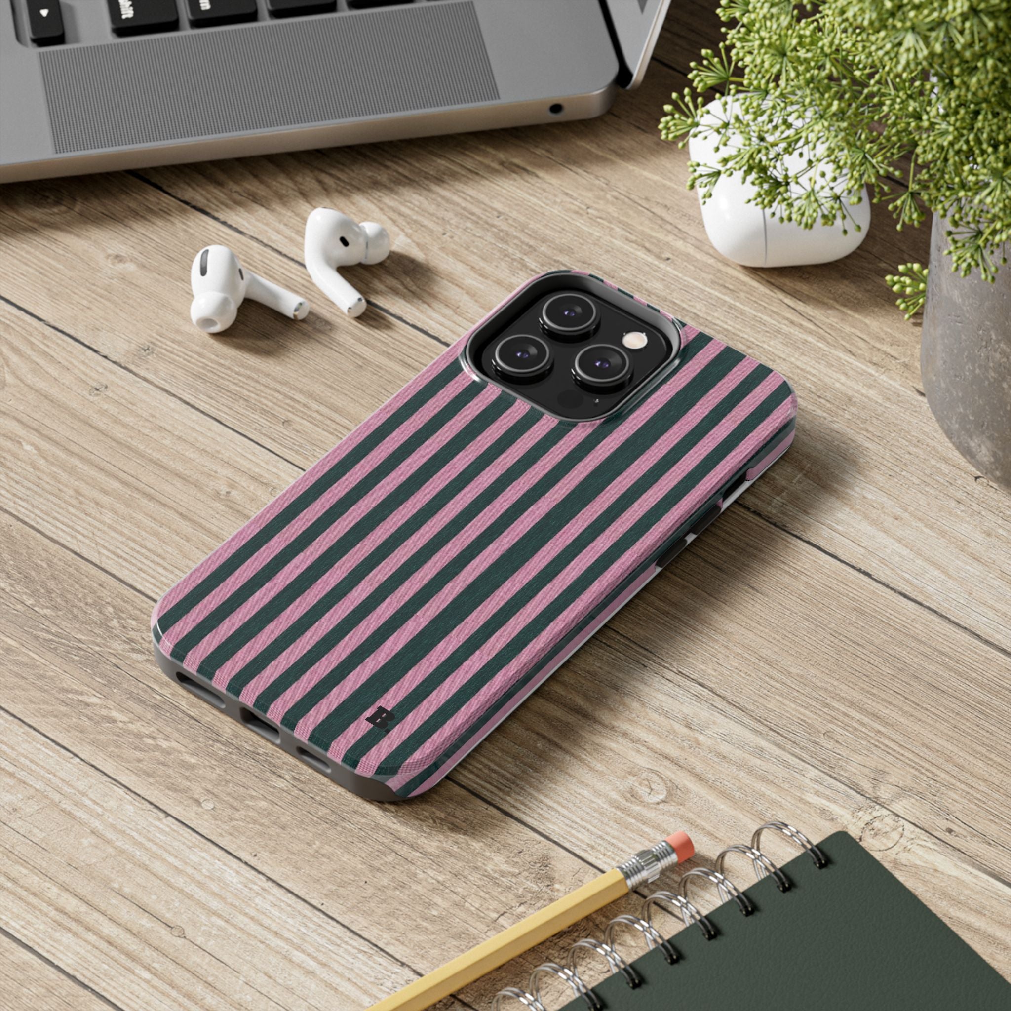 Pink & Green Striped Case