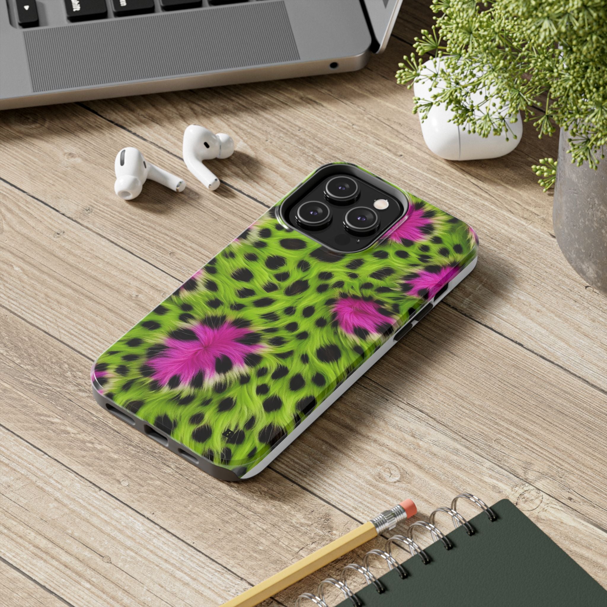 Bold Green & Pink Animal Fur Case