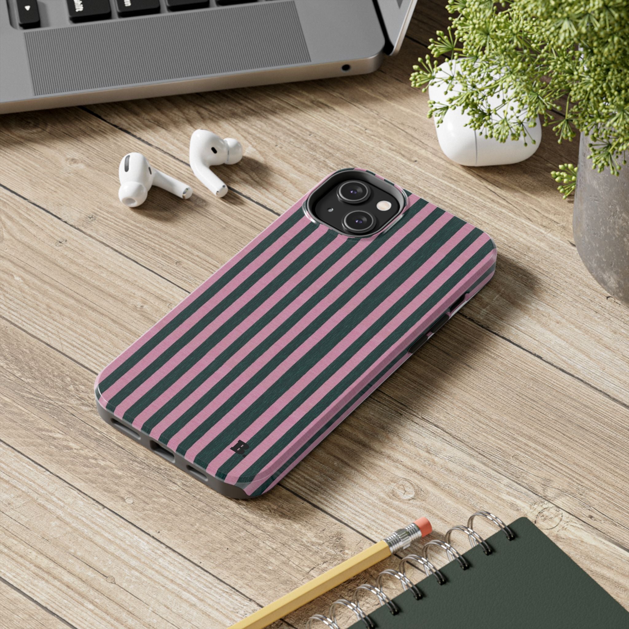 Pink & Green Striped Case