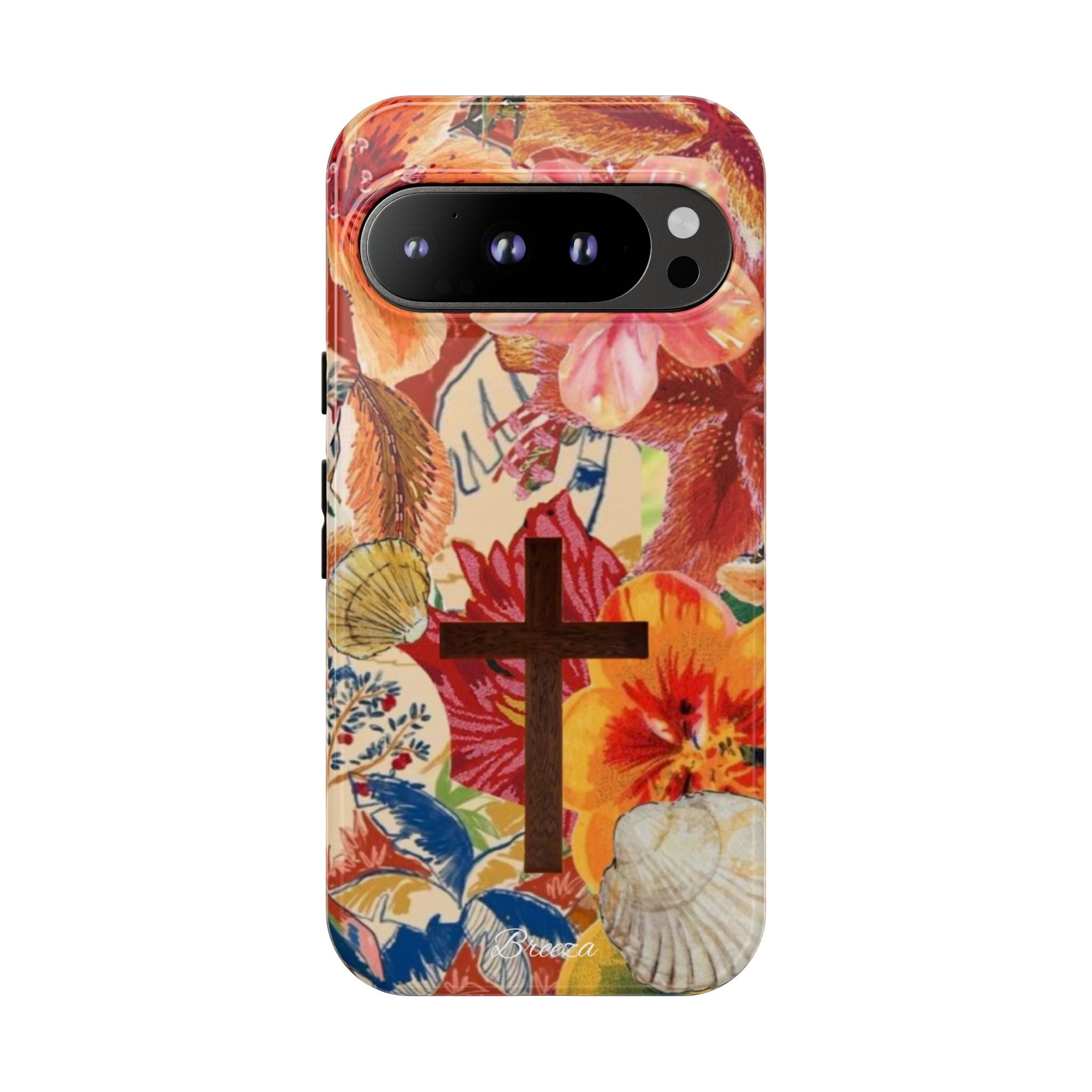 Floral Phone Case with Cross