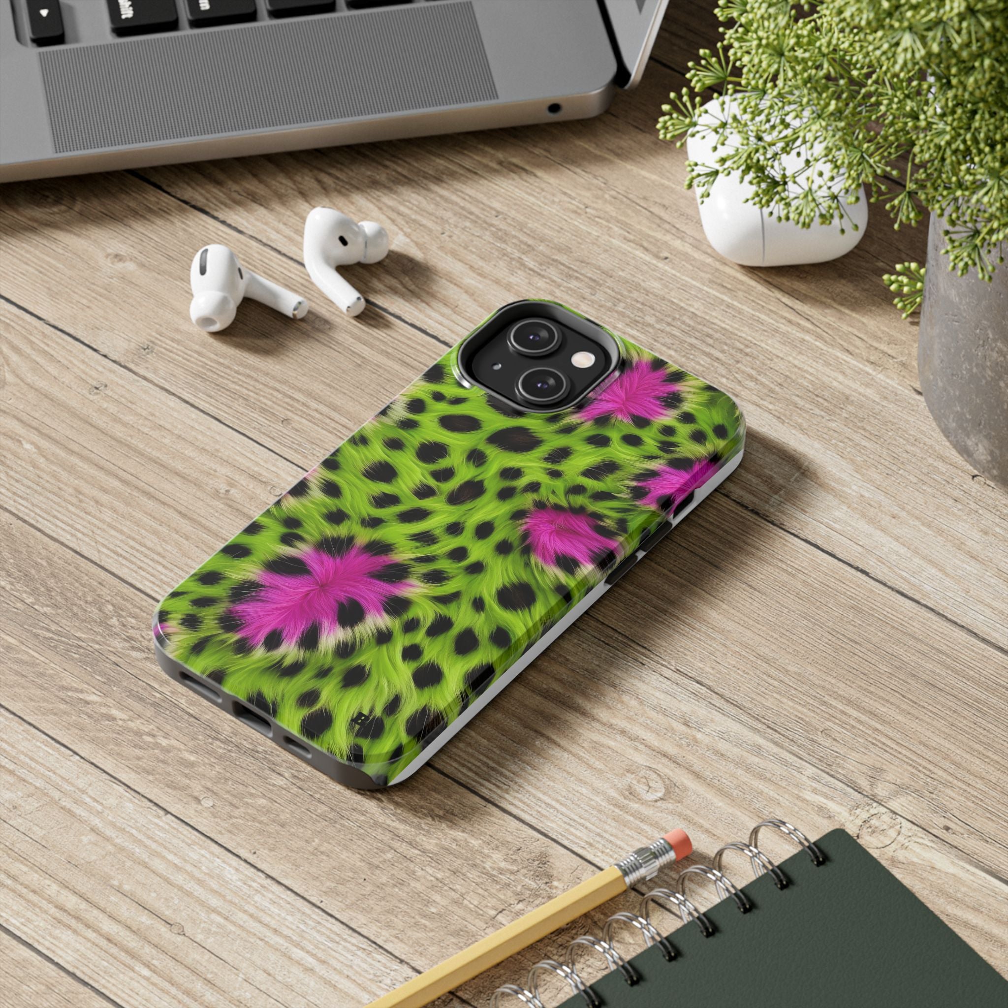 Bold Green & Pink Animal Fur Case