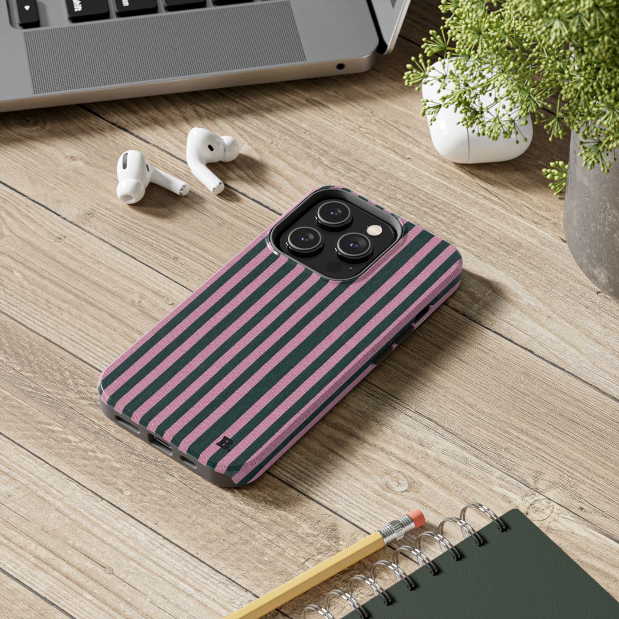 Pink & Green Striped Case