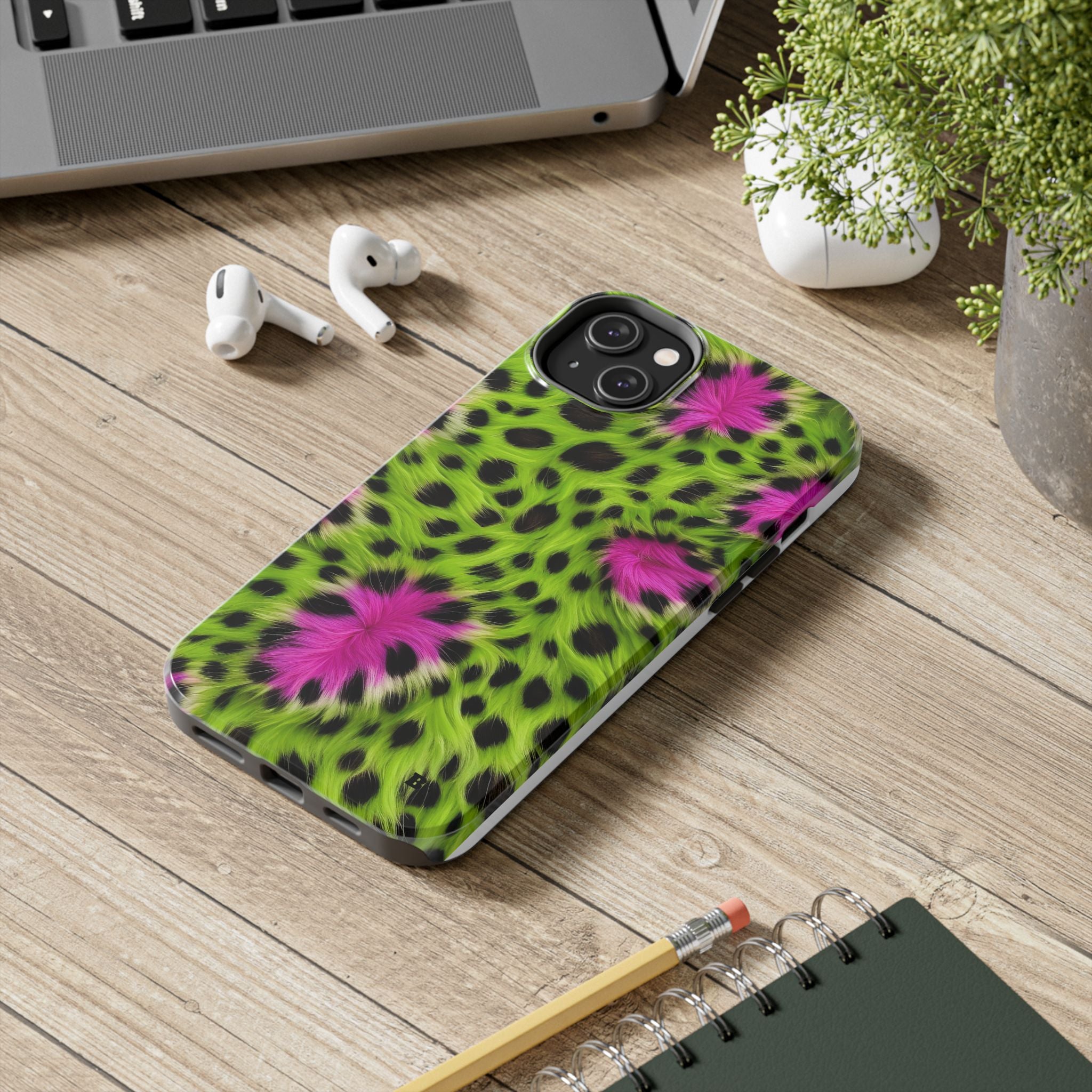 Bold Green & Pink Animal Fur Case