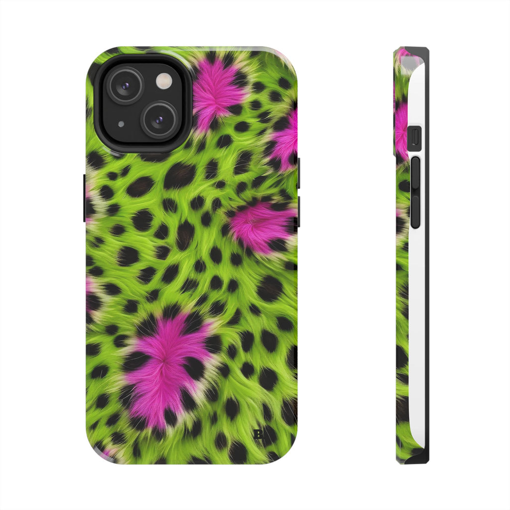 Bold Green & Pink Animal Fur Case