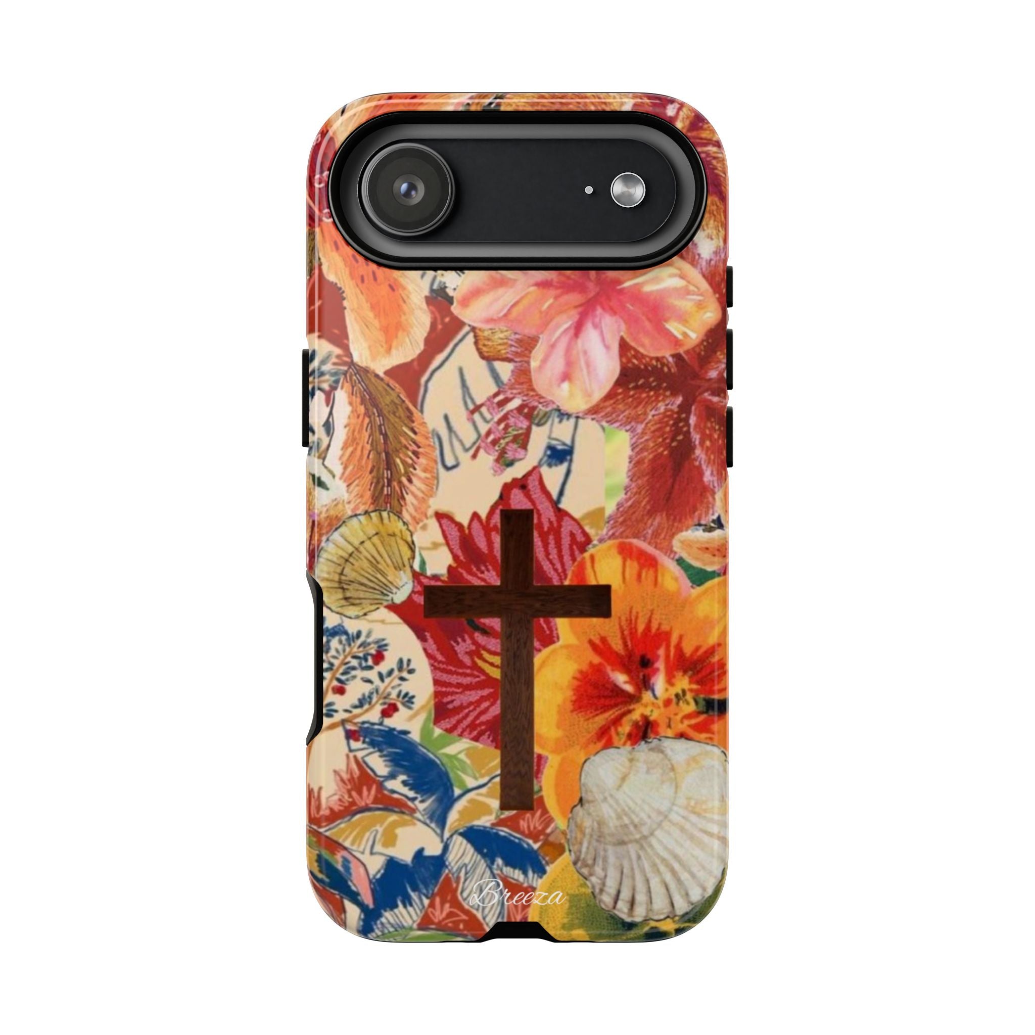 Floral Phone Case with Cross