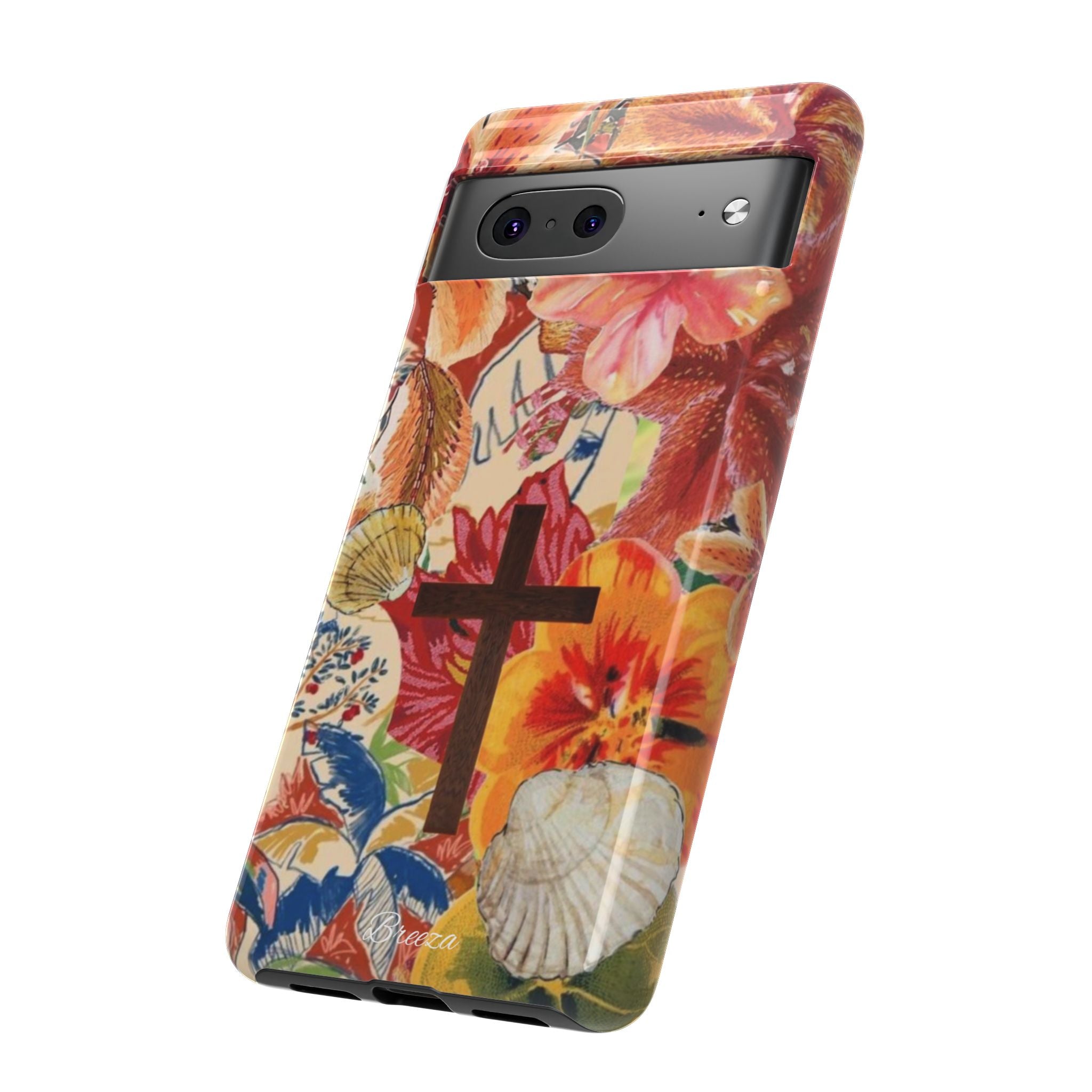 Floral Phone Case with Cross
