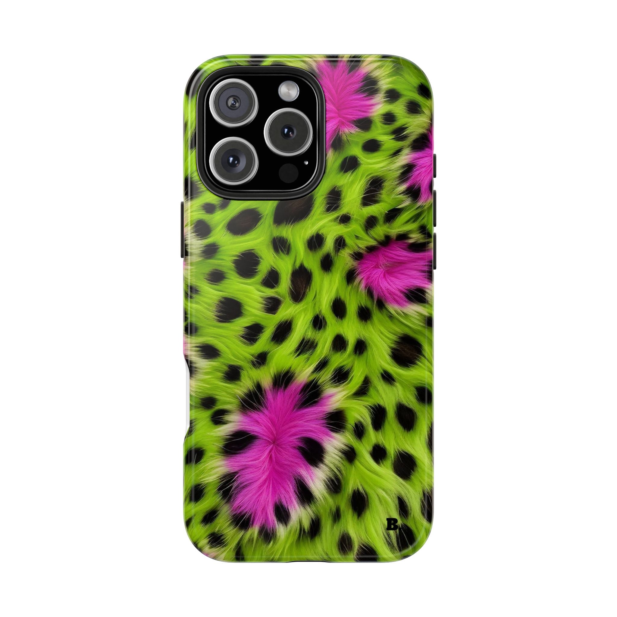 Bold Green & Pink Animal Fur Case
