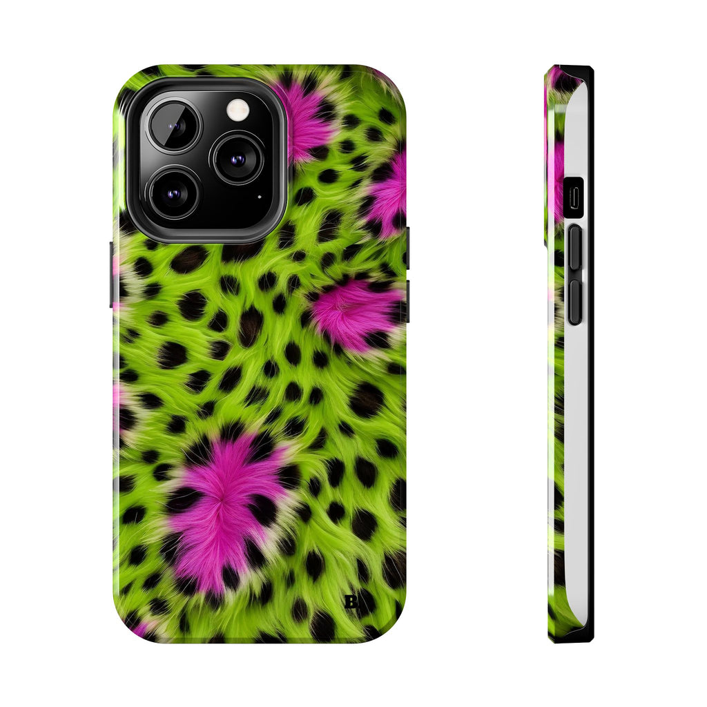 Bold Green & Pink Animal Fur Case