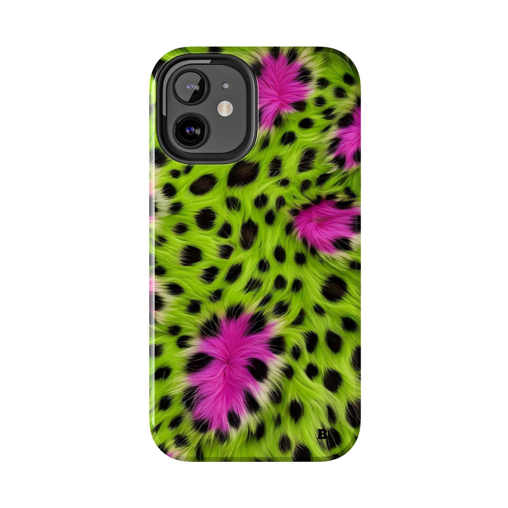 Bold Green & Pink Animal Fur Case