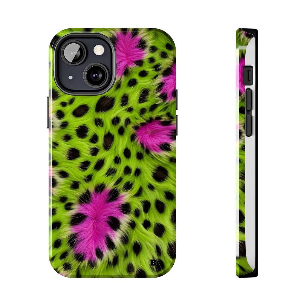 Bold Green & Pink Animal Fur Case